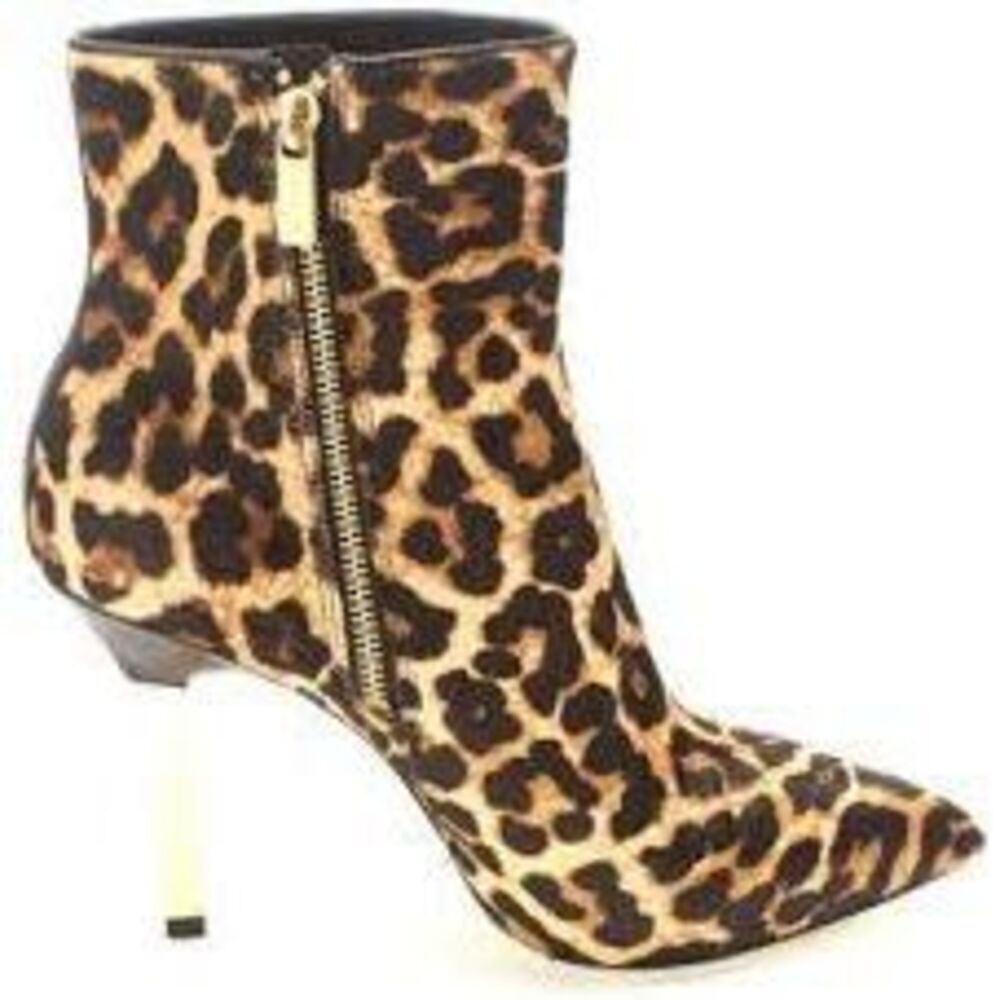 Michael Kors Size 5.5 Sonja Point Toe Heel Bootie Calf Hair Leopard Animal Print
